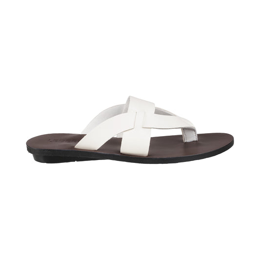 Ledero 12-1112  White Leather Flip Flops