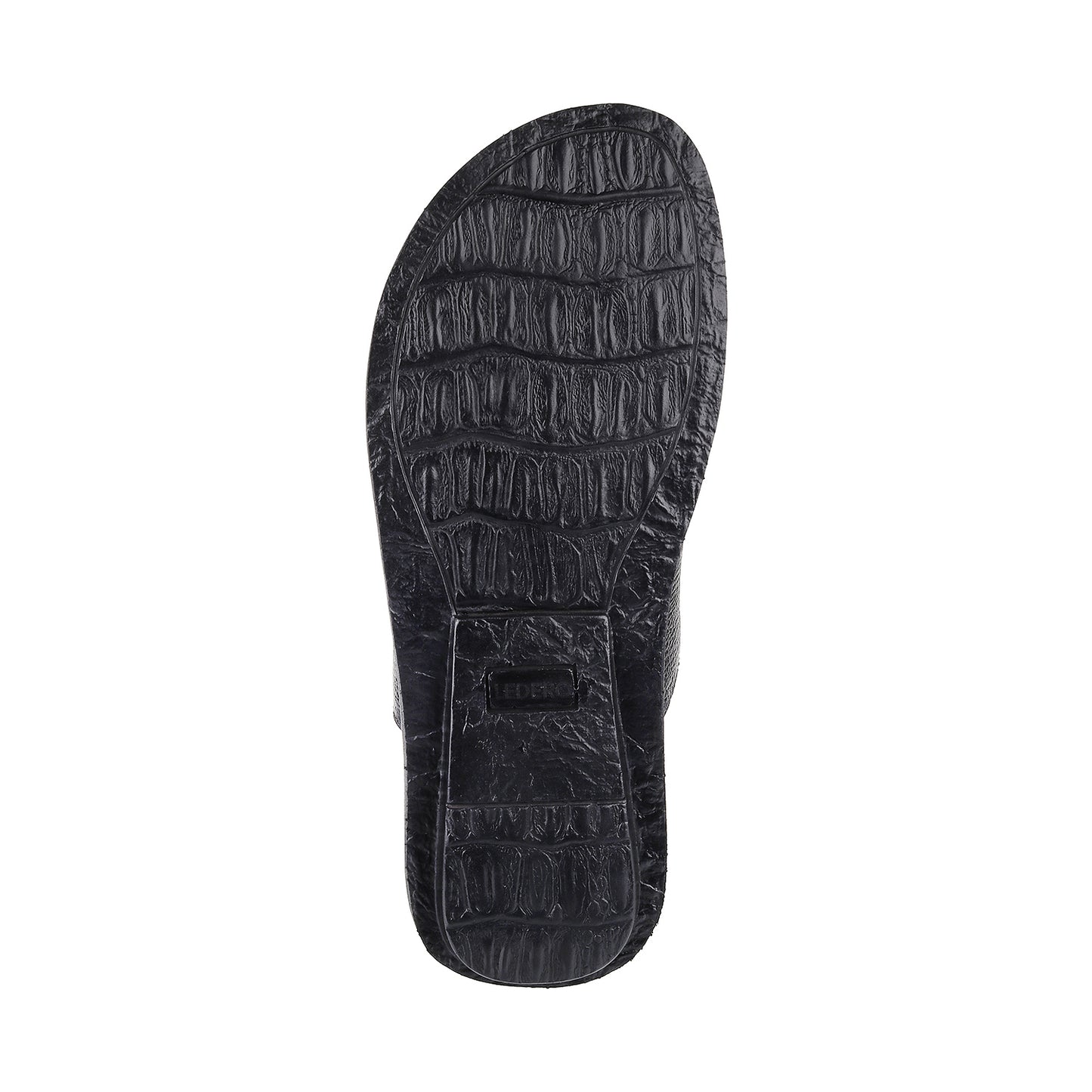 ledero article no 12-113 men black leather sandal flipflop with stitch detail PU sole - bottom view