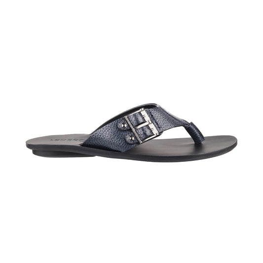 Ledero 12-114 Blue Leather Flip Flops