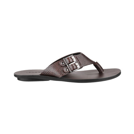 Ledero 12-114 Brown Leather Flip Flops