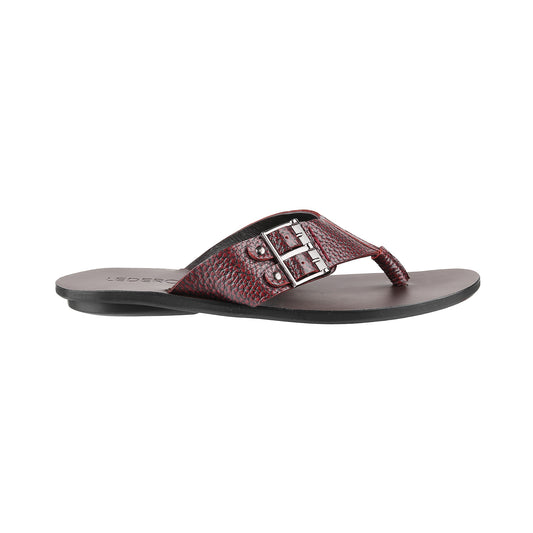 Ledero 12-114 Maroon Leather Flip Flops