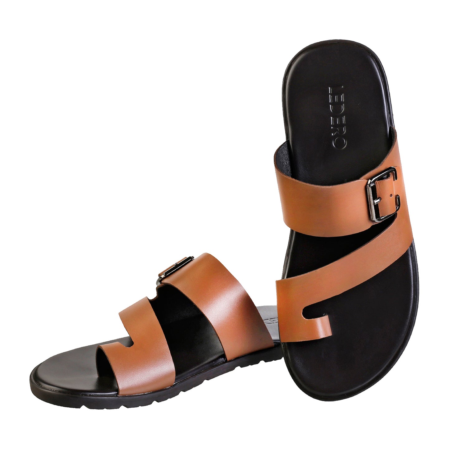 Ledero 15-129 Tan Leather Slip on Sandal