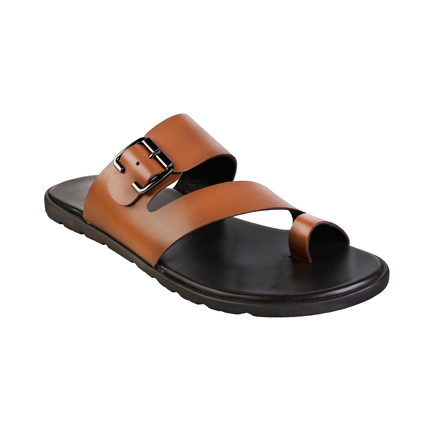 Tan leatherette shop slip on slipper