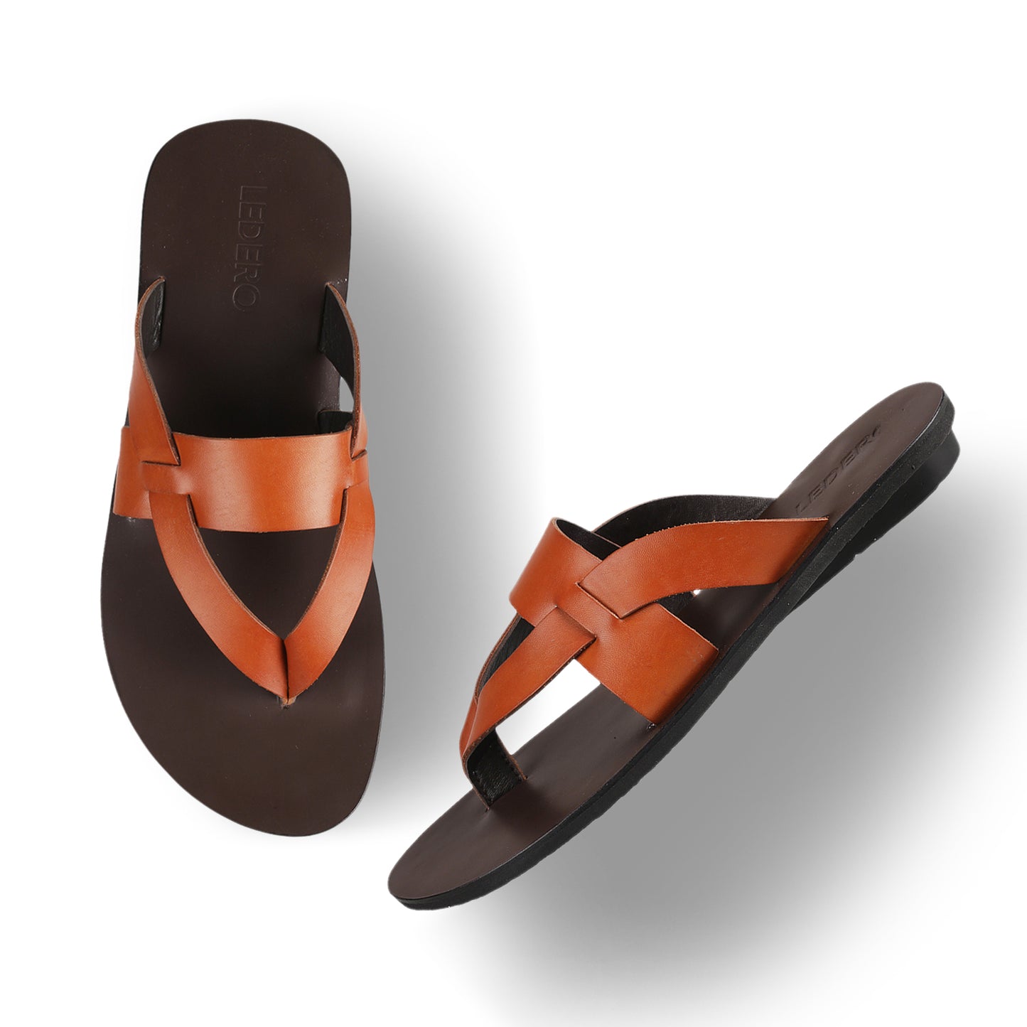 Ledero 12-1112 Tan Leather Flip Flops