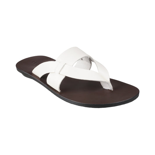 Ledero 12-1112 White Leather Flip Flops