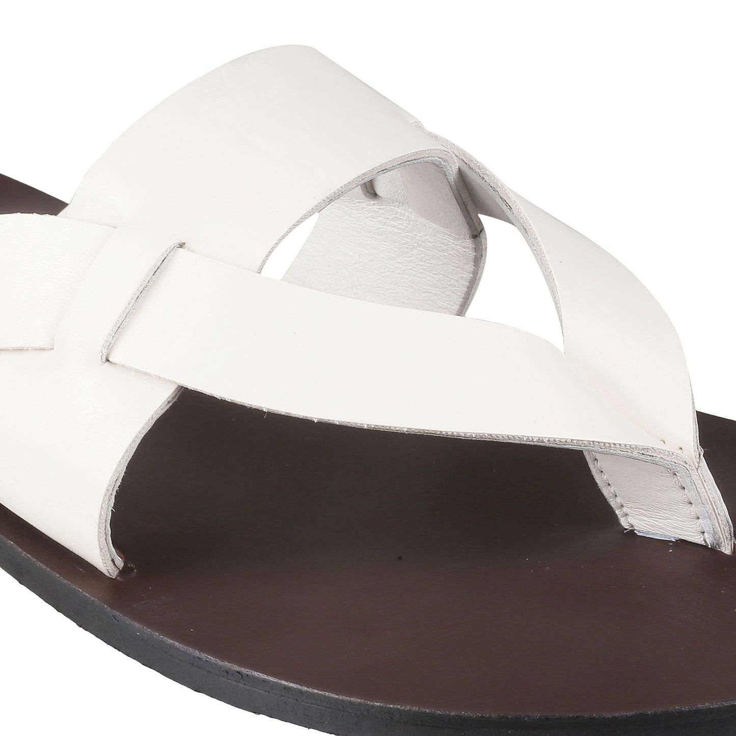 Ledero 12-1112  White Leather Flip Flops