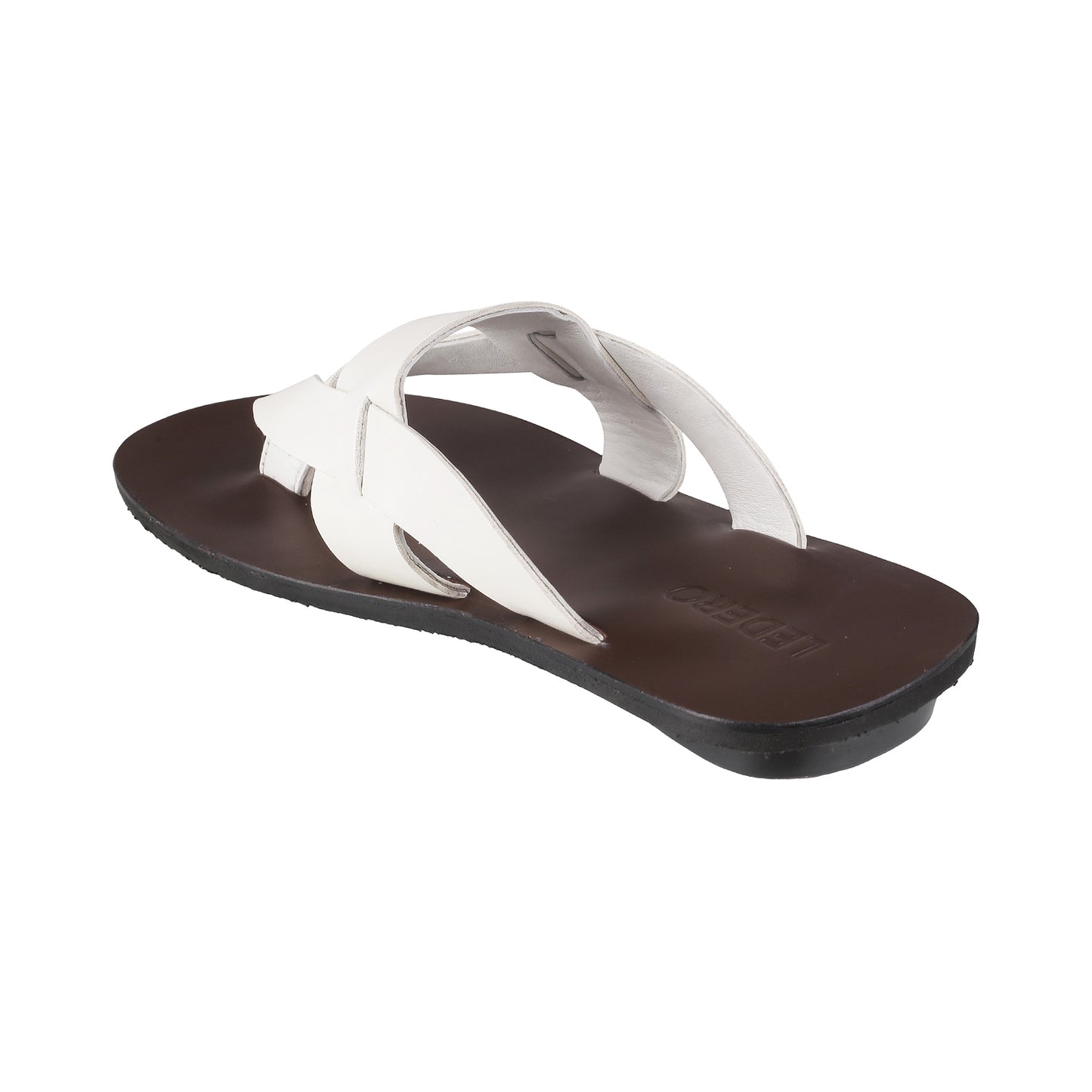 Ledero 12-1112  White Leather Flip Flops