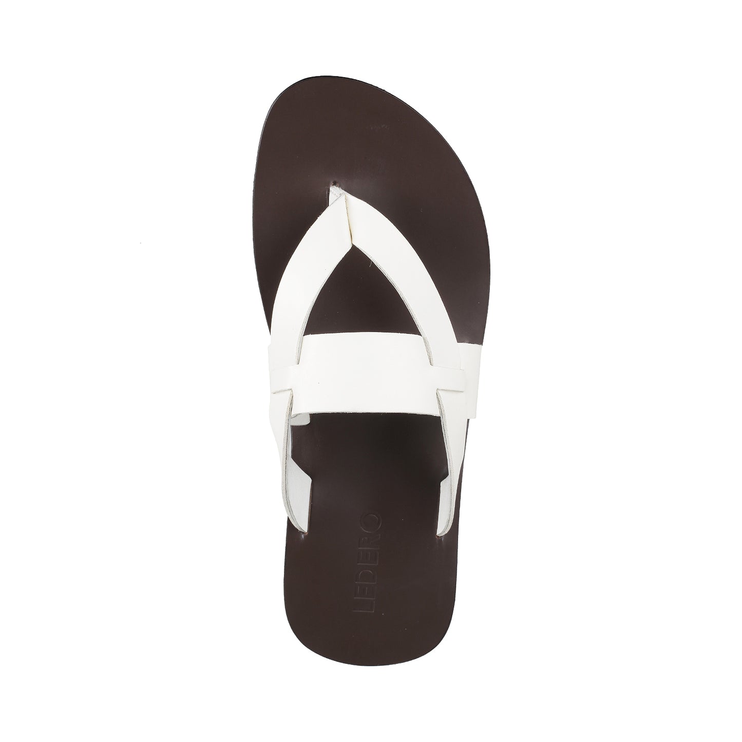 Ledero 12-1112  White Leather Flip Flops