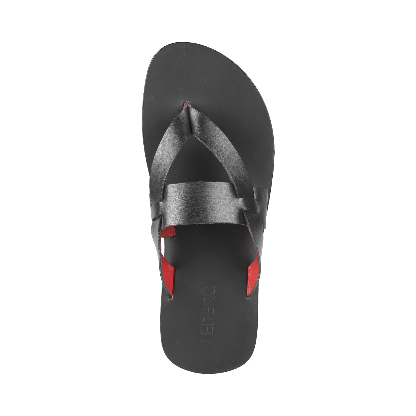 Ledero 12-1112 Black Leather Flip Flops