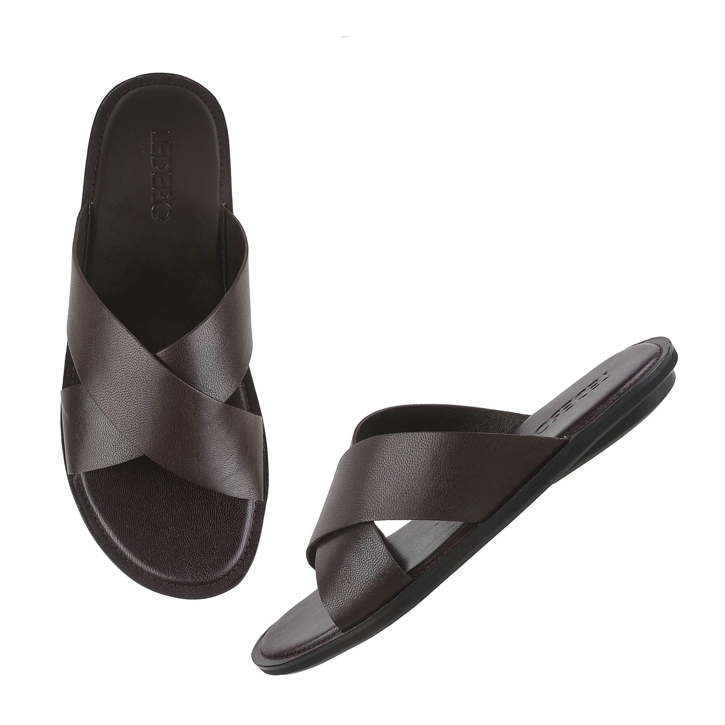 Brown Crisscross Slip-ons for Men