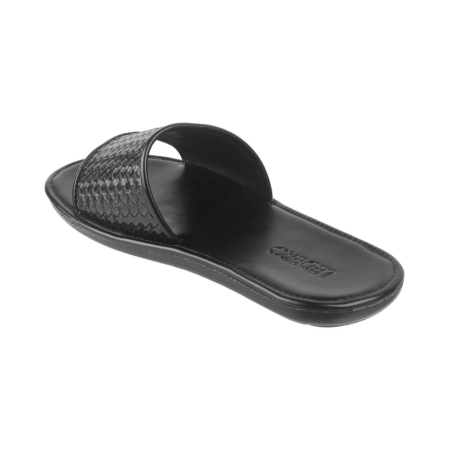 Black Weave Pattern Slides for Men