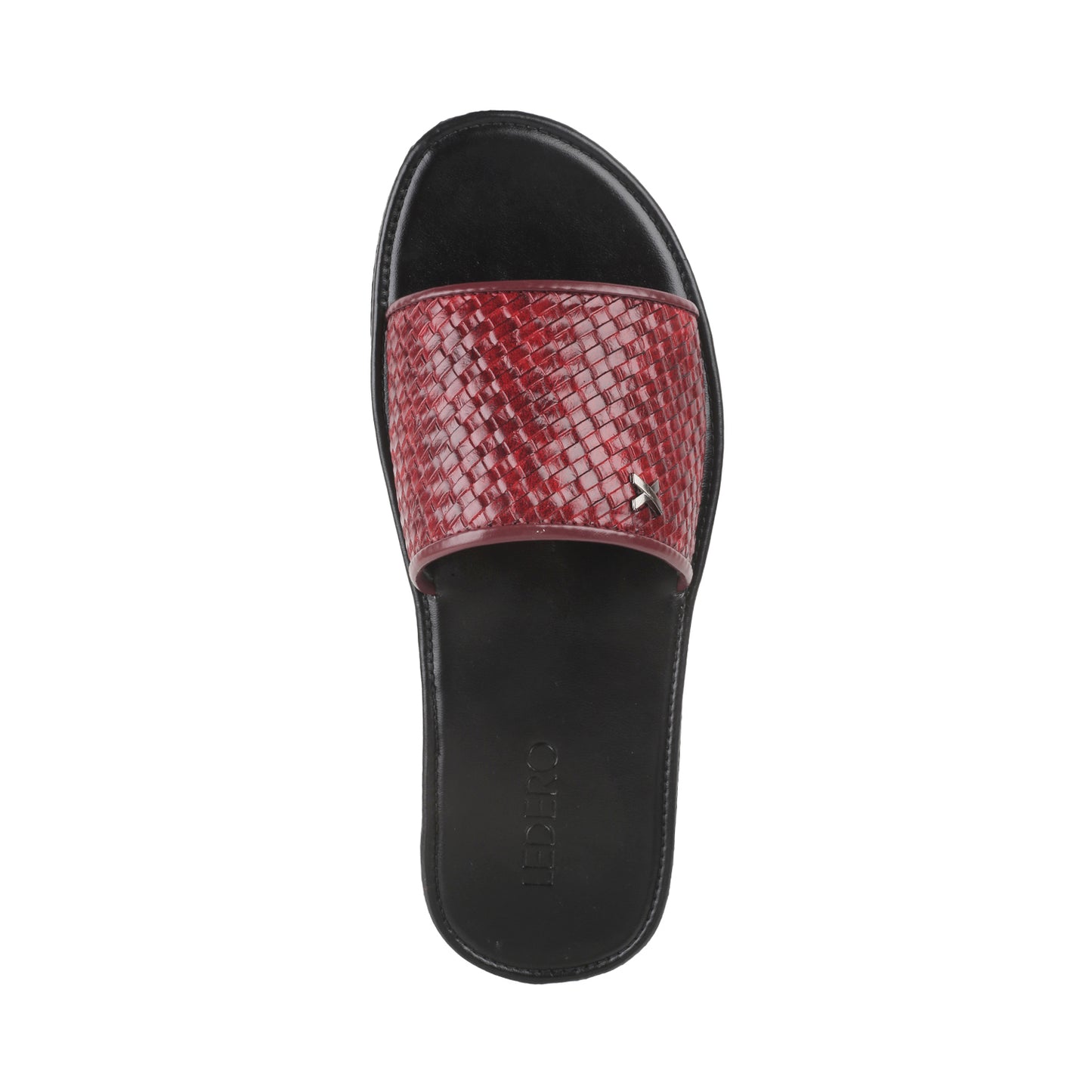 Maroon Weave Pattern Slides for Men