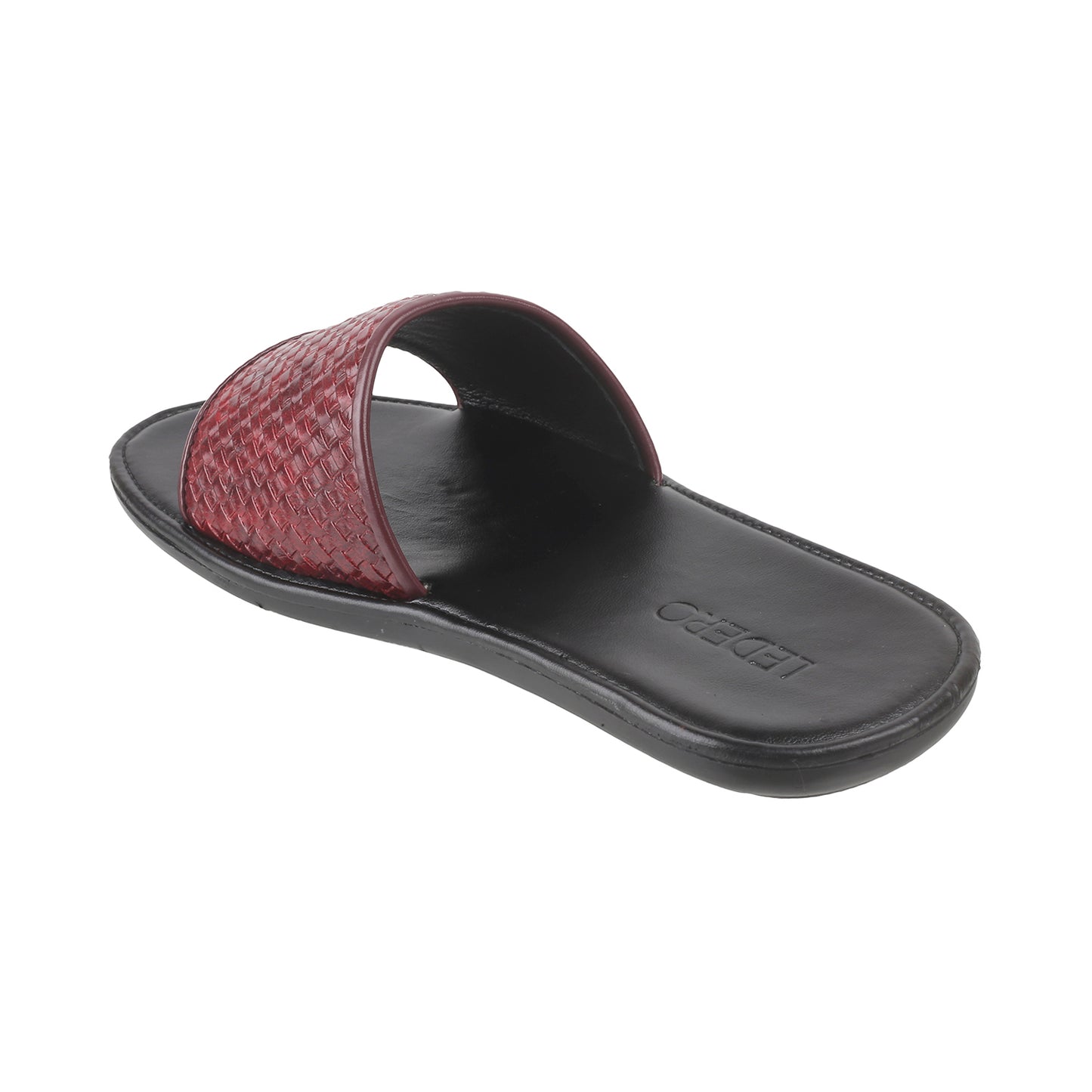 Maroon Weave Pattern Slides for Men