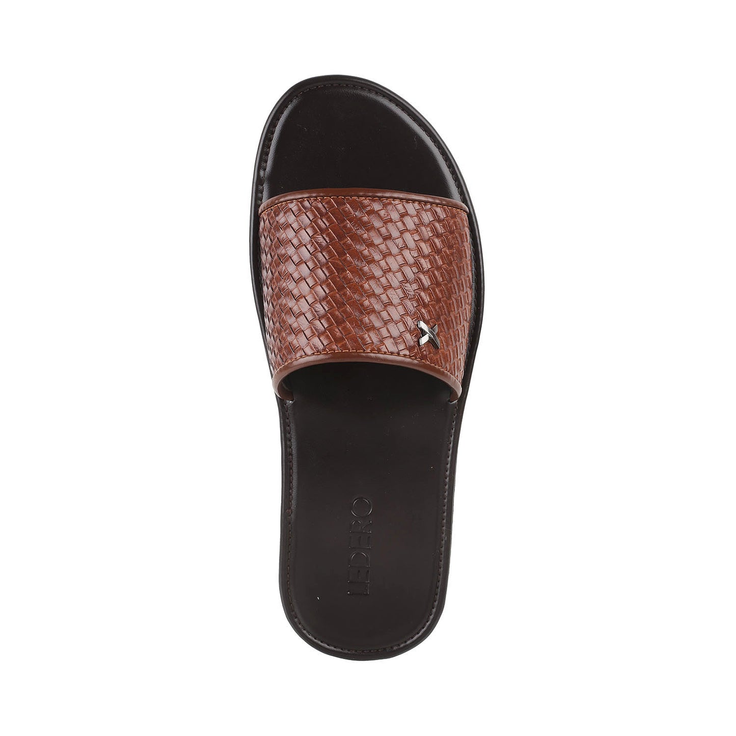 Tan Weave Pattern Slides for Men