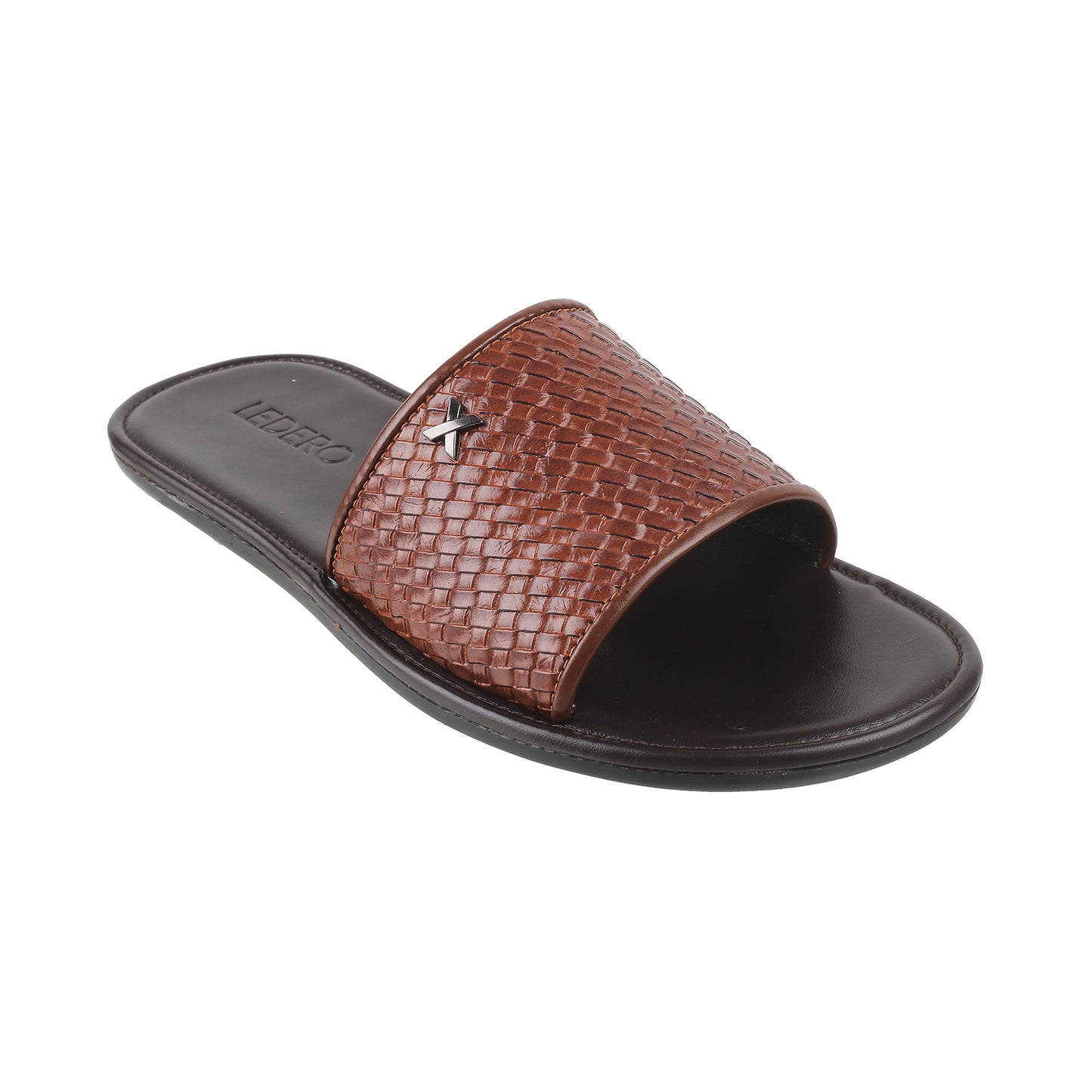 Tan Weave Pattern Slides for Men