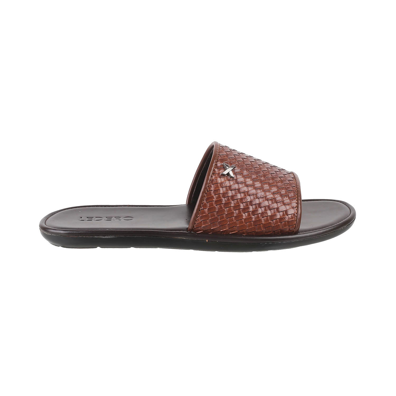 Tan Weave Pattern Slides for Men