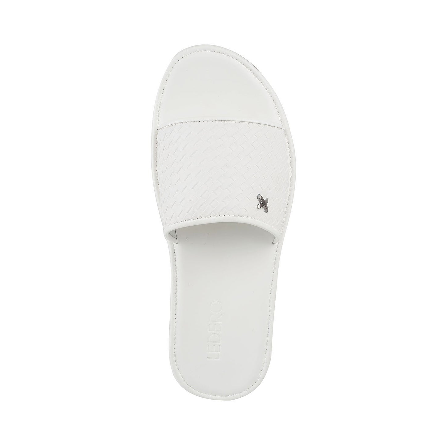 White Weave Pattern Slides for Men