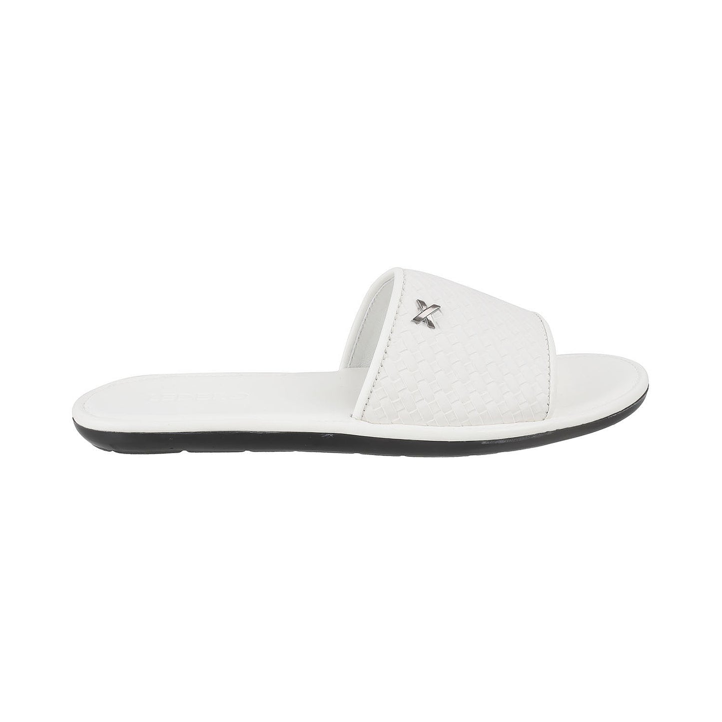 White Weave Pattern Slides for Men