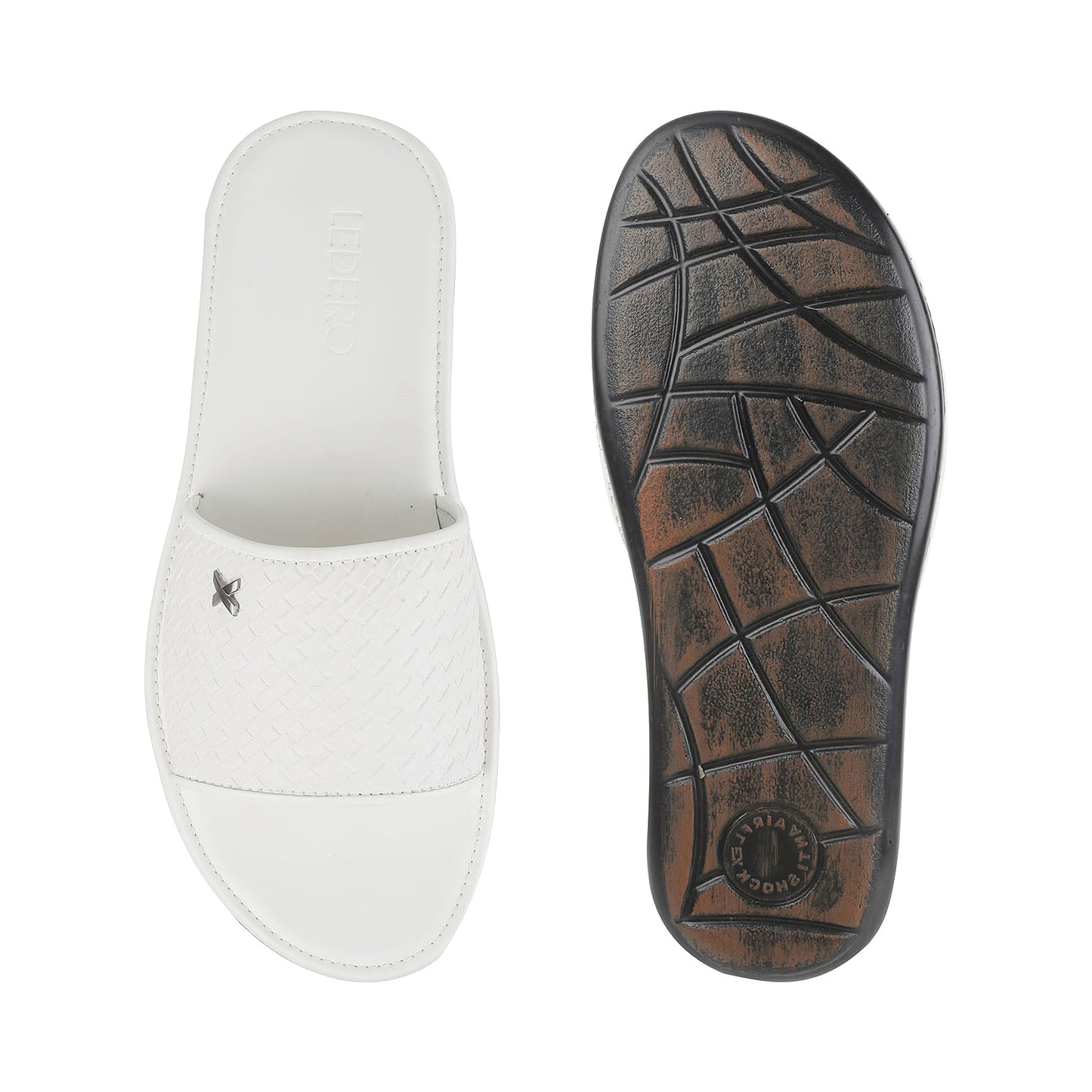 White Weave Pattern Slides for Men