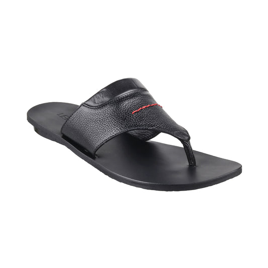 ledero article no 12-113 men black leather sandal flipflop with stitch detail PU sole