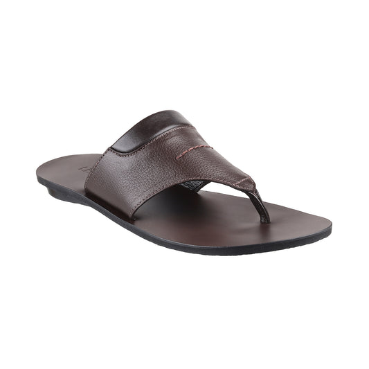ledero article no 12-113 men brown leather sandal flipflop with stitch detail PU sole