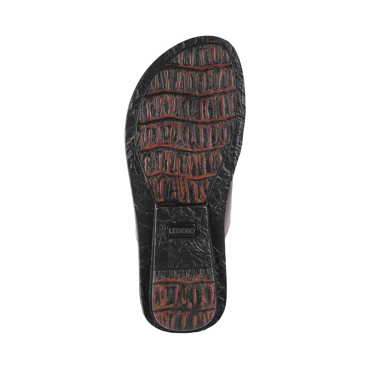 ledero article no 12-113 men brown leather sandal flipflop with stitch detail PU sole - bottom view