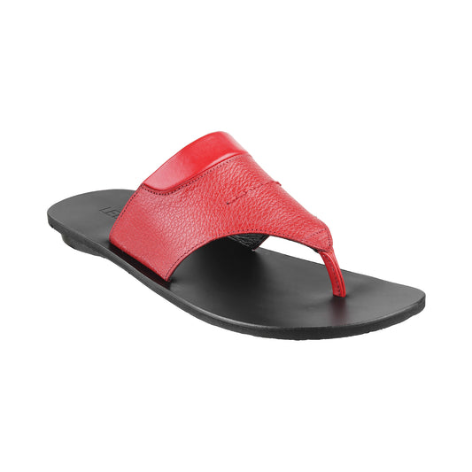 ledero article no 12-113 men red leather sandal flipflop with stitch detail PU sole