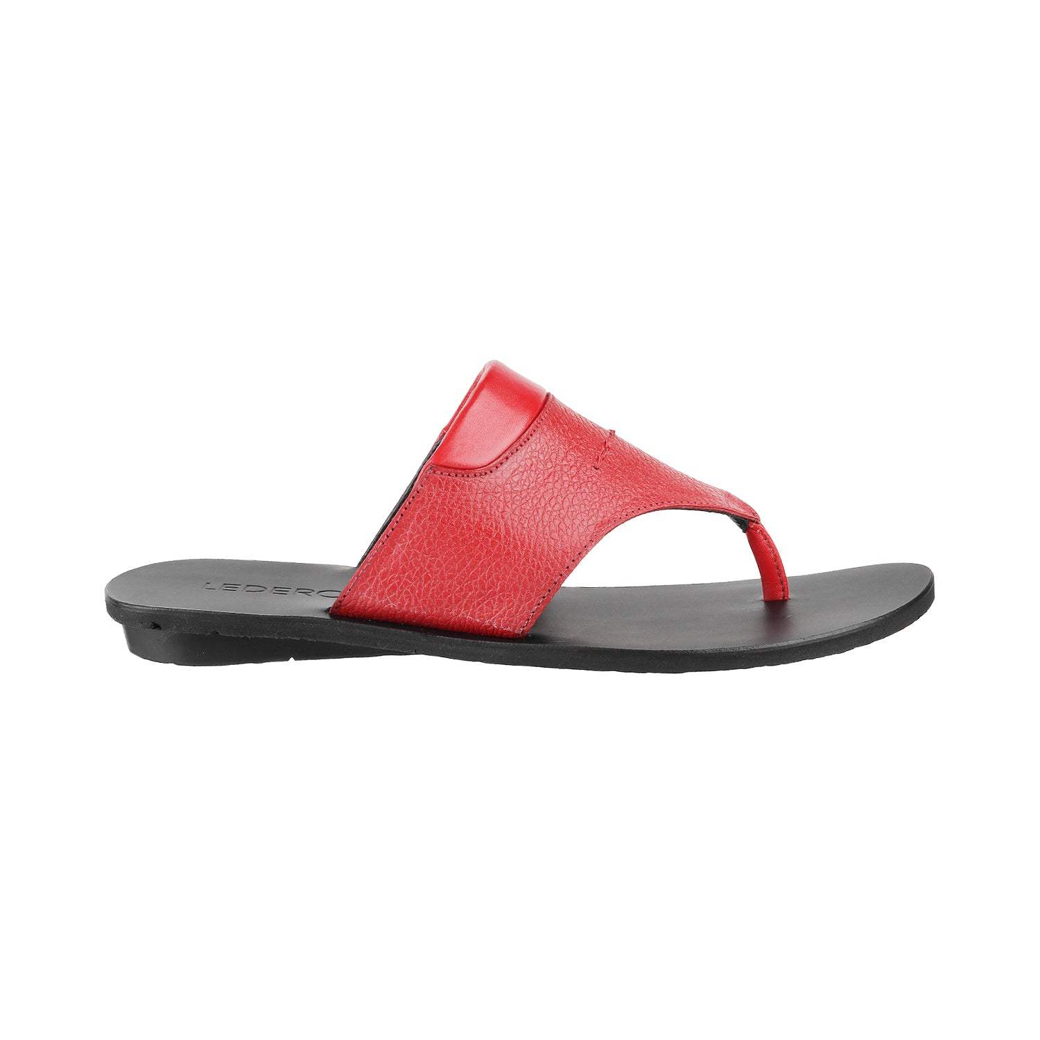 ledero article no 12-113 men brown leather sandal flipflop with stitch detail PU sole - side view