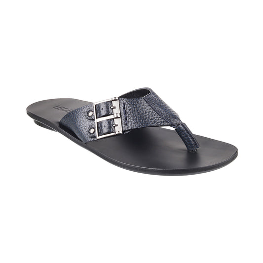 Ledero 12-114 Blue Leather Flip Flops