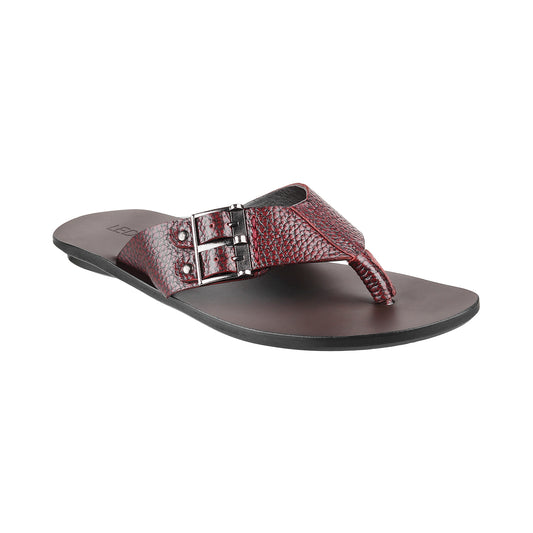 Ledero 12-114 Maroon Leather Flip Flops