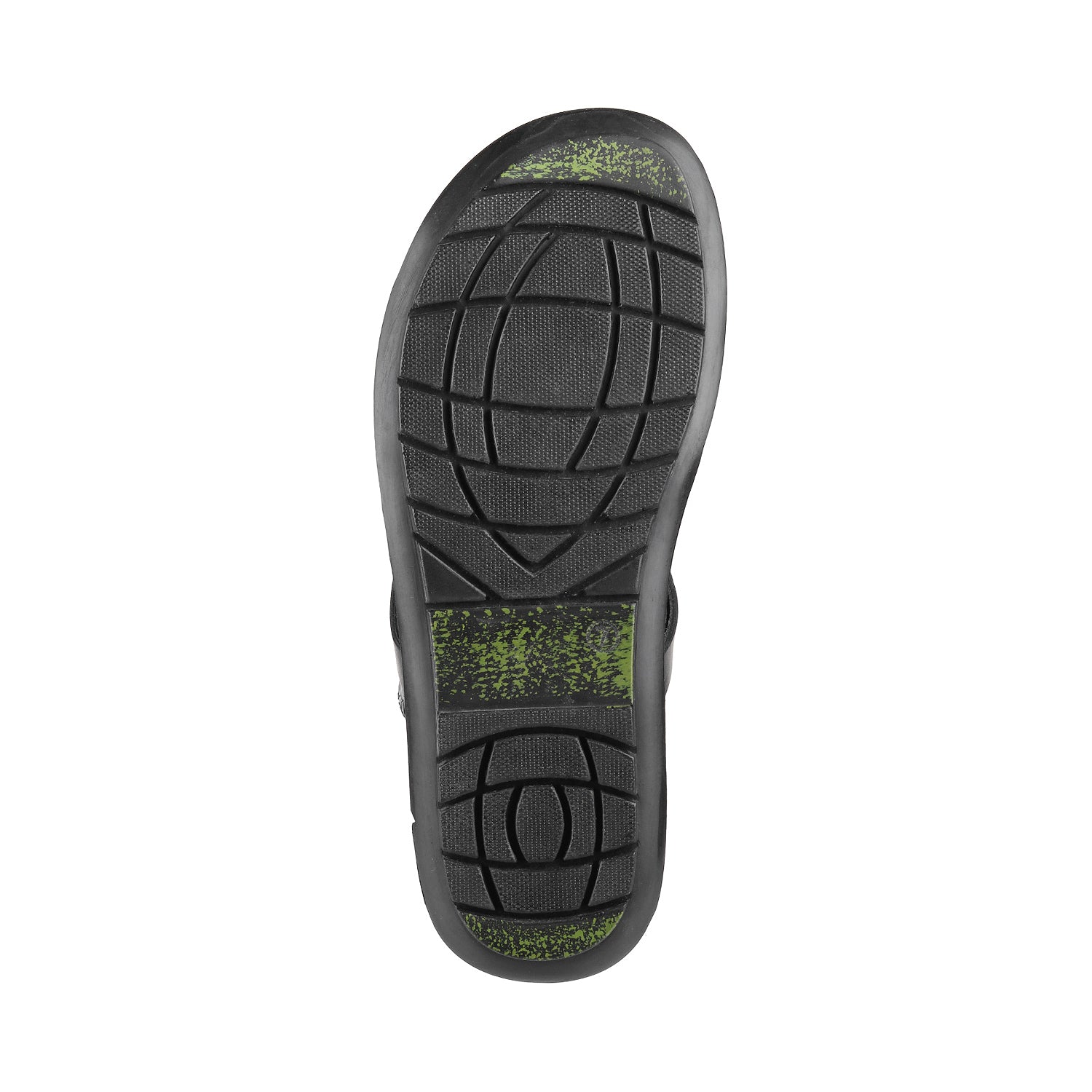 ledero article no 14-216 men black leather sandal slip on metal fitting PU sole - bottom view